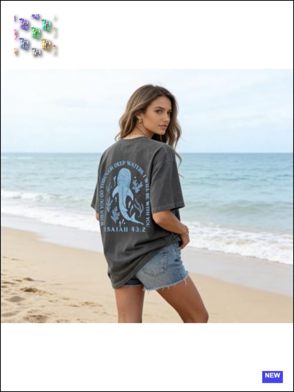 Oversized Christian Faith Bible Verse Graphic Tee Top Summer - Picture 5 of 6